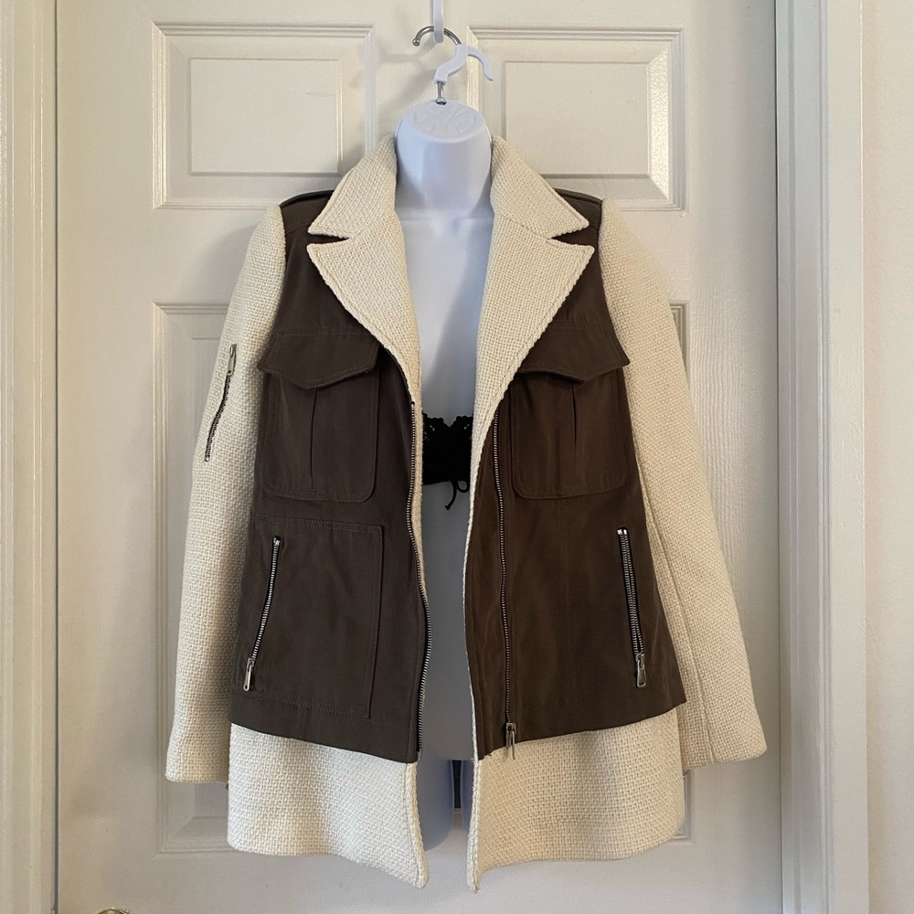 Zara two toned knit coat jacket xs